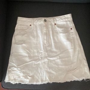 Abercrombie White Denim Ripped Skirt